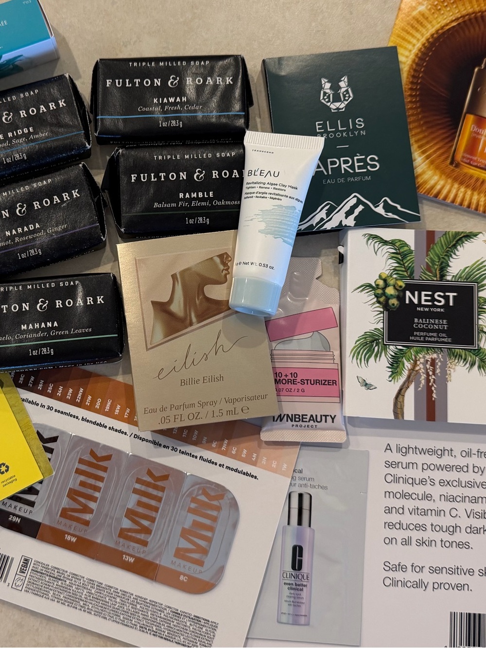Fulton & Roark Soap Set & miscellaneous fragrance, makeup, skin samples